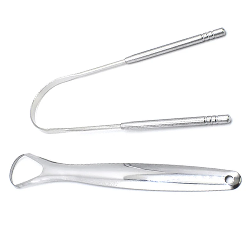 1/2 Pcs Tongue Scraper Stainless Steel Tongue Cleaner Bad Breath Removal Oral Care Tools