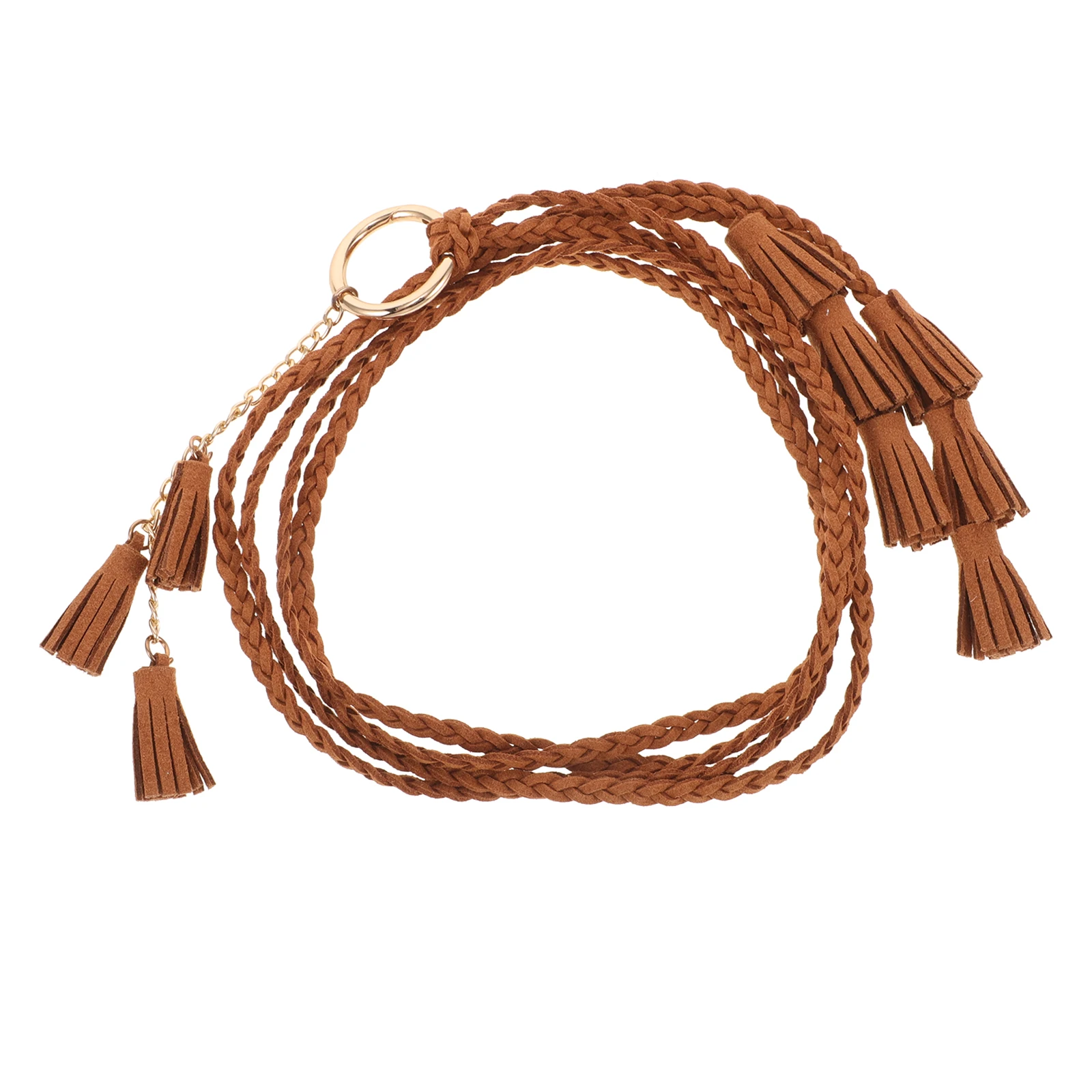 

Braided Belt Brown Chunky Tassel Woven Chain for Dress Country Outfits Decorative Rope Belts Boho Country Outfits For Women