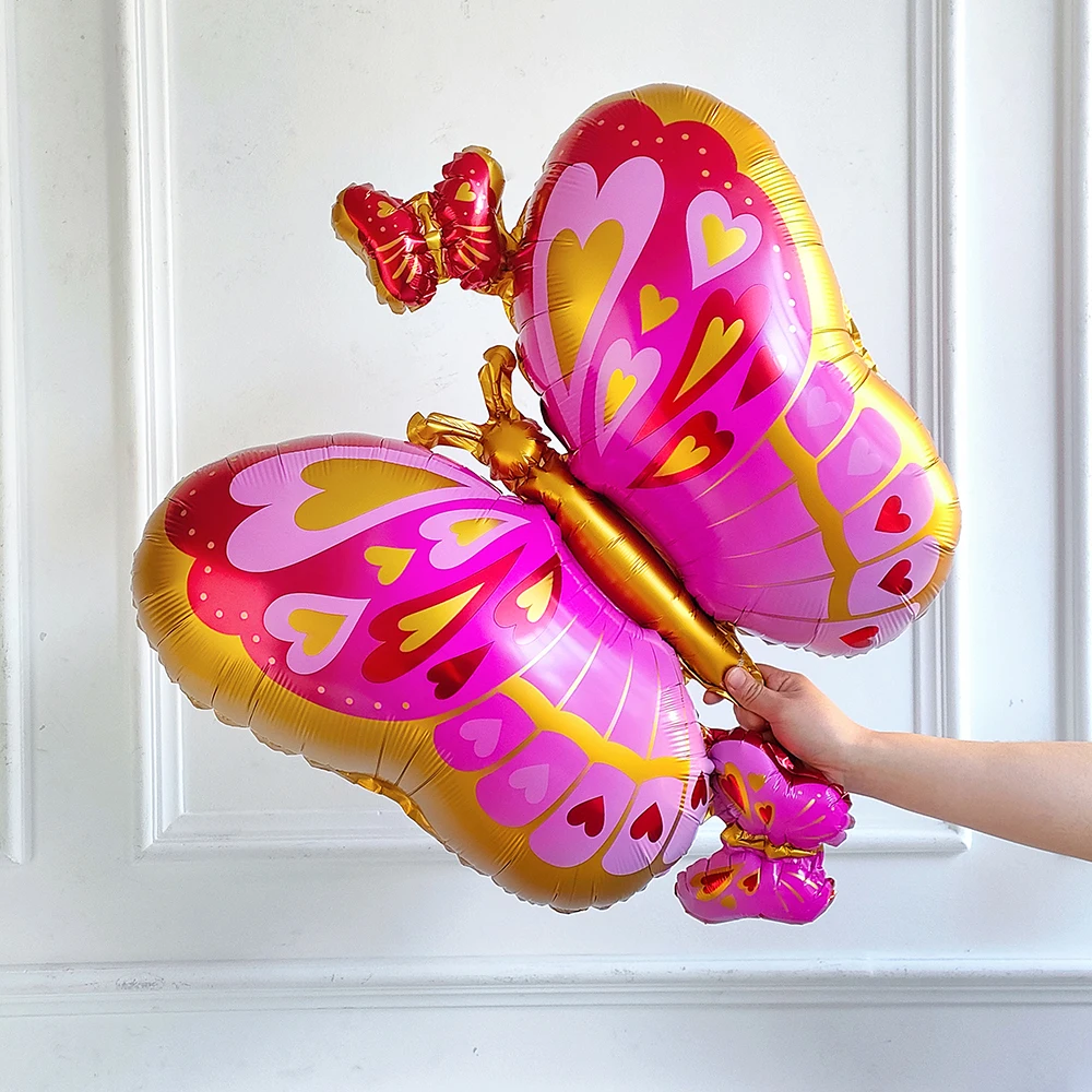 Butterfly Balloons With Number Balloon Set Magenta Purple Sunflower Helium Globos Baby Shower Birthday Party Wedding Decor