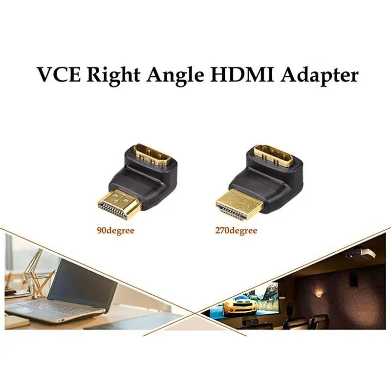 Cable Adapter Converters 90270 Degree Angle Male To Female Converter For 1080P HDTV PC Adapter