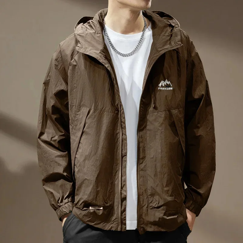 Spring and autumn new fashion men's sports coat loose hooded cargo jacket windproof cardigan storm