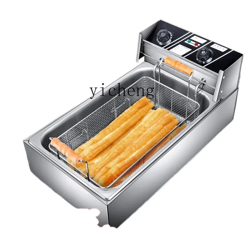 XL Electric Fryer Commercial Large Deep-Fried Pot Deep Frying Pan Gas Large Single Cylinder Oil Stick