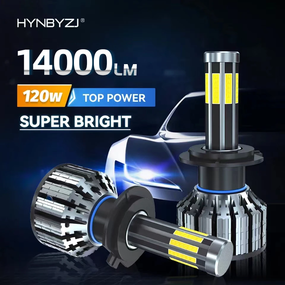 

2PCS 4 6 8 10 12sides Led 12V H11 H7 14000LM HB3 9005 HB4 9006 H4 Led Headlight Bulb Canbus 120W 3D 360 degree Super Auto Lamp