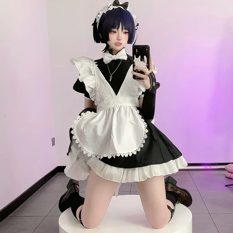 Jeu WPanama er planchers amouche Cosplay Perruque, Genshin Impact Cosplay Costume, Black Lolita fur s, Genderswap Re-Creation, Maid Uniform