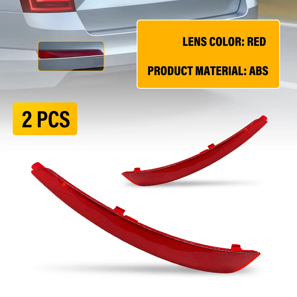 

2 шт. левый + правый боковой отражатель заднего бампера для Skoda Octavia 2013-2016, красные линзы, автомобильный задний фонарь, сигнальная лампа 5E5945105,5E5945106