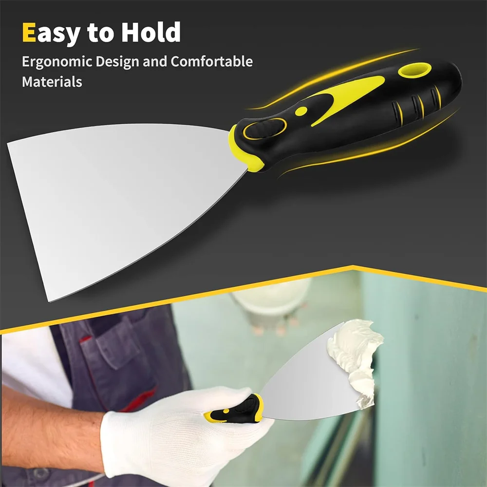 4pcs Stainless Steel Putty Knife Set Spackle Knife Paint Scraper Taping Tool for Drywall Repairing Wallpaper Removal