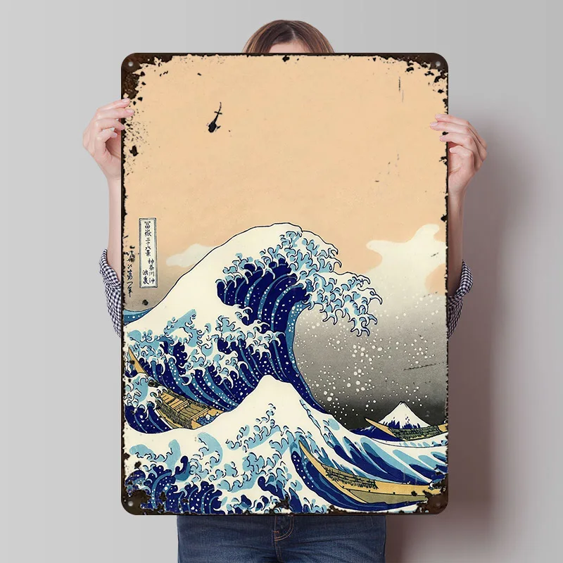 

Katsushika Hokusai Wave металлический плакат металлические знаки настенное искусство эстетический декор комнаты жестяная вывеска на заказ для украшения дома ретро предметы