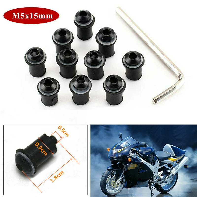 10 Pcs Motorcycle Windscreen Well Nuts M5 Bolt KitTriumph Fairing Cowl Mount Screws 5mm