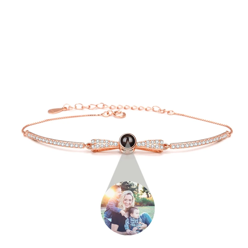 Naszyjnik z projekcją zdjęć na zamówienie dla kobiet, naszyjnik z zawieszką w kształcie muchy, prezent dla dziewczyny, najlepszej przyjaciółki, personalizowany, srebro próby 925