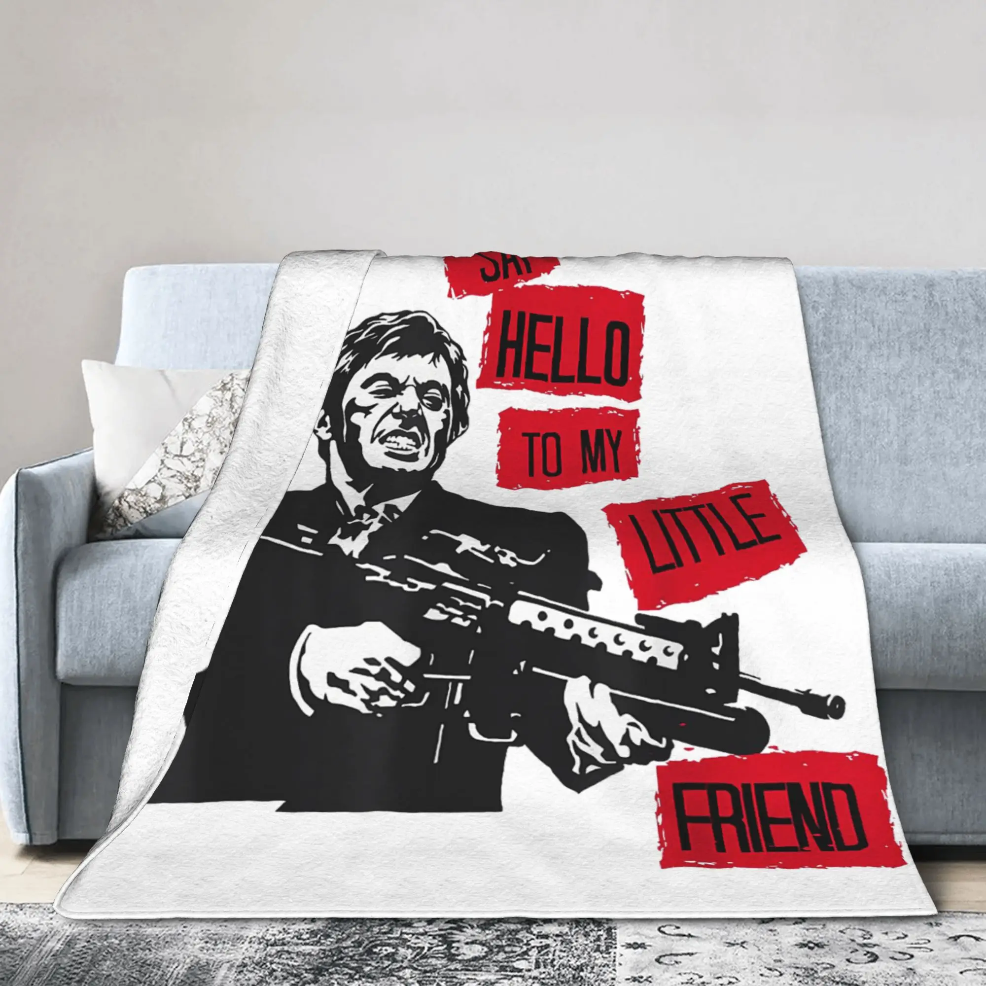 Scarfaces Portrait Tony Montana Blanket Cover Vintage 90s Movie Flannel Bedding Throw Blankets Bed Sofa Thin Gift Multi-function