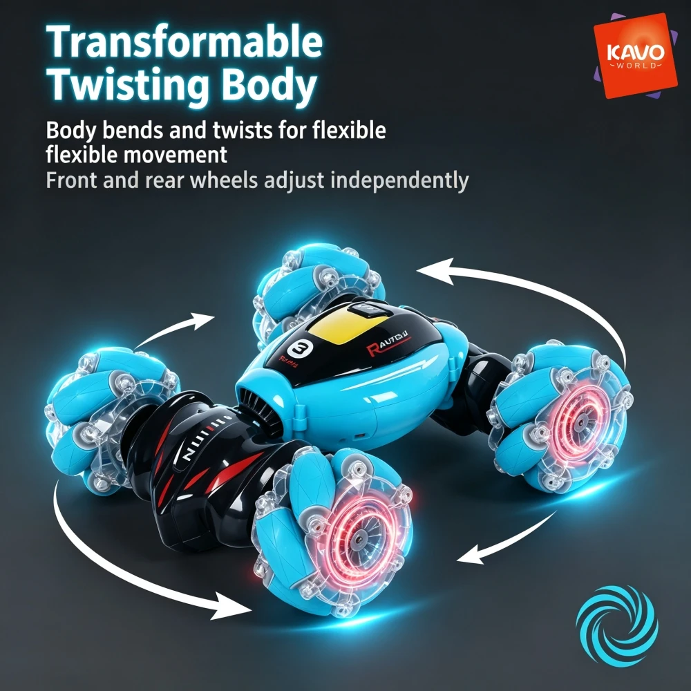 4WD Stunt Car 4x4 Transformable Twisting Vehicle 360 Degree Rotating Drift Off-Road Monster Truck with LED Wheel Lights All Terrain Climbing High Speed Rechargeable Electric Toy Dual Mode Quick Deformation Anti-Skid Tires Shockproof Double Sided Driving