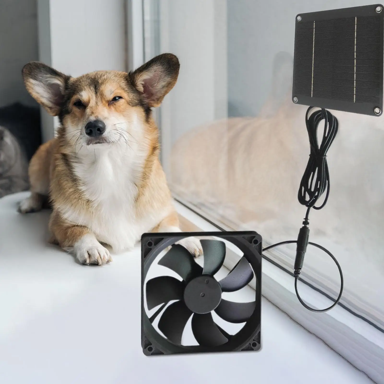 

Chicken Coop Fan 20W Waterproof Solar Powered Exhaust Fan Portable Blower For Coop Dog Garage Gazebo Attic House Roof Kennel