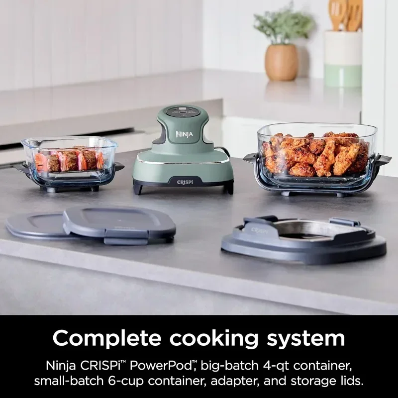 Air Fryer, Microwave, Freezer & Dishwasher Safe, Non Toxic Glass Portable Cooking System, 4 QT & 6 Cup Glass Containers