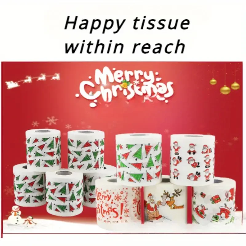 Christmas Series Printed Small Roll Paper Printed Toilet Paper With Core Roll Paper Printed Toilet Paper Christmas Toilet Paper