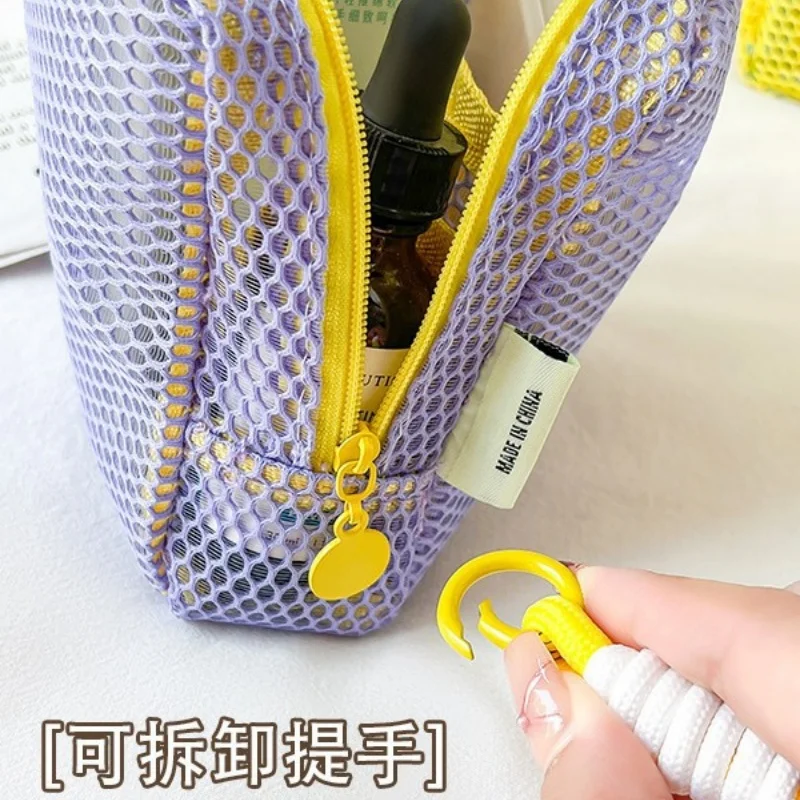 Mini Coin Purse Portable Mesh Makeup Bag Dopamine Mesh Cloth Money Lipstick Eyeshadow Storage Bag for Travelling Shoping