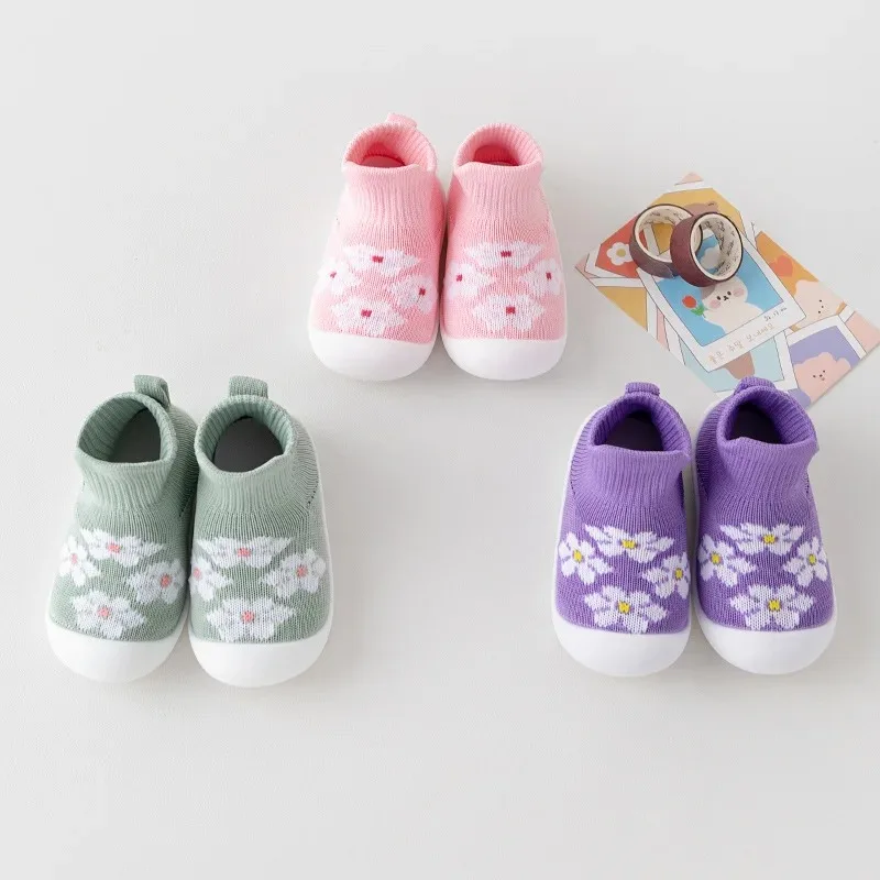 Spring and Fall Children's Cute Flowers Fashion Boys and Girls Baby Mesh Breathable Non-slip Soft Soled Toddler Shoes