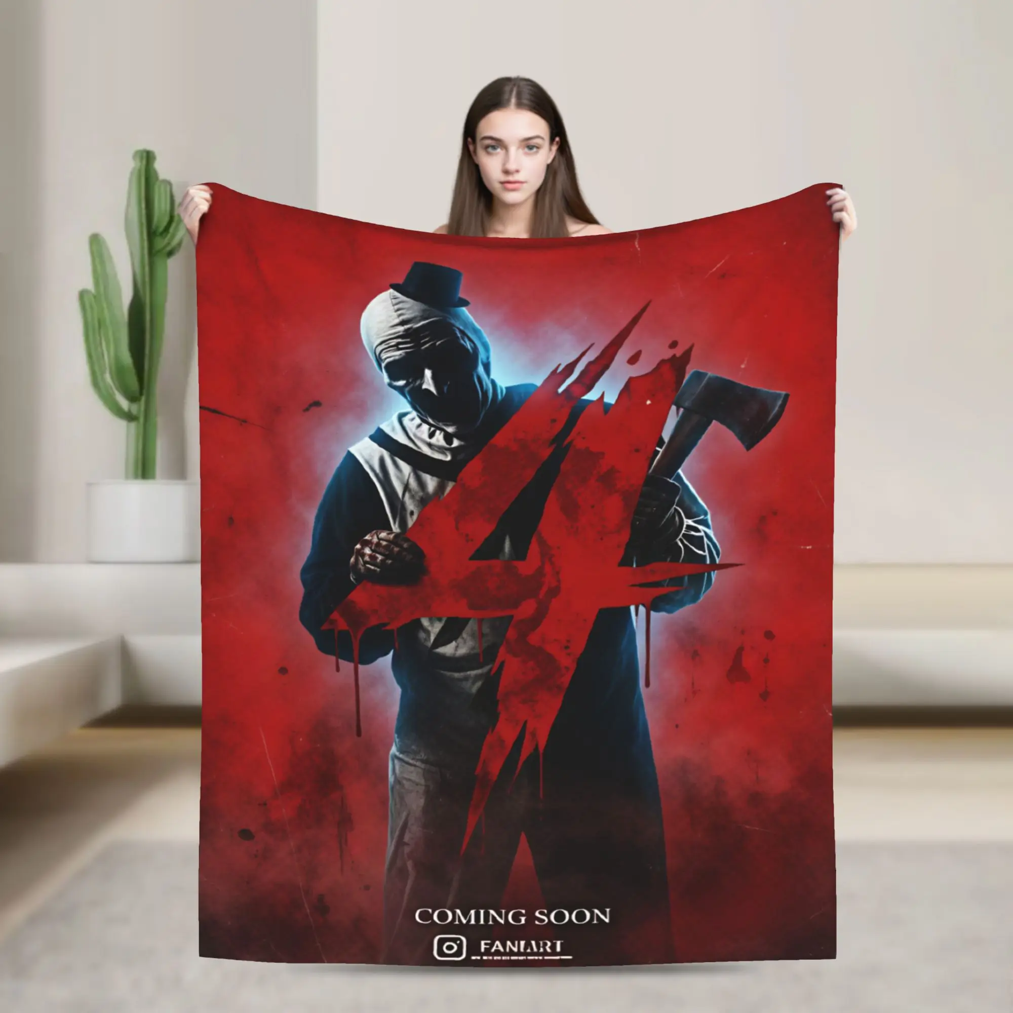 Terrifier 4 Halloween Warm Blankets Horron Child Plush Throw Blanket Print Living Room Flannel Bedspread Sofa Bed Cover