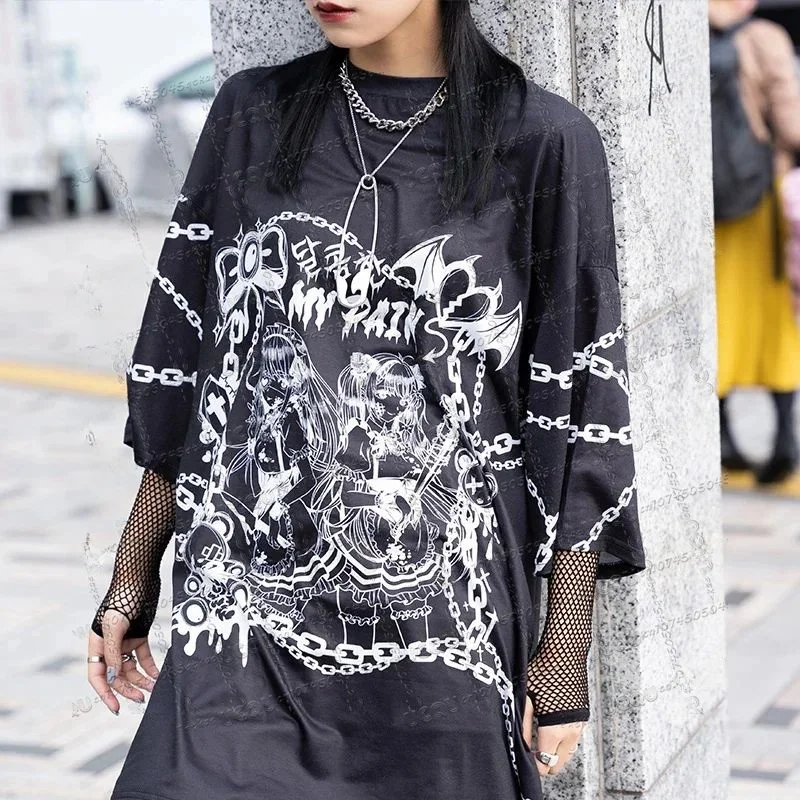 

Japanese Harajuku Sle Cleanfit T-irt Trendy Brand Women's Sportswear A-Line Sve Linen Material Winter Collection