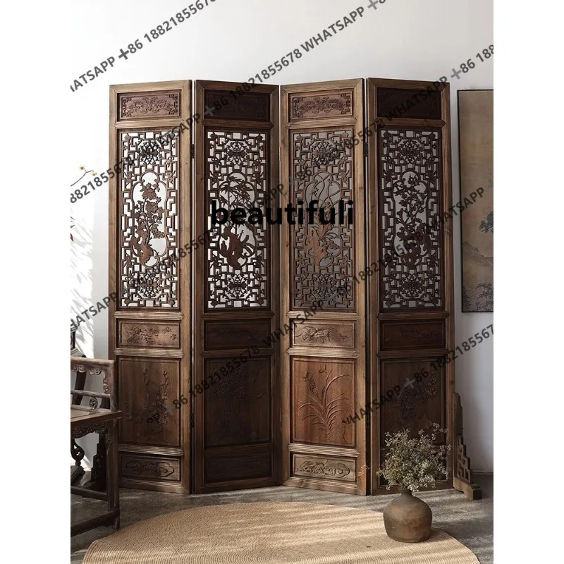 

Screen partition broken screen hollow carving Chinese antique tea room restaurant retro