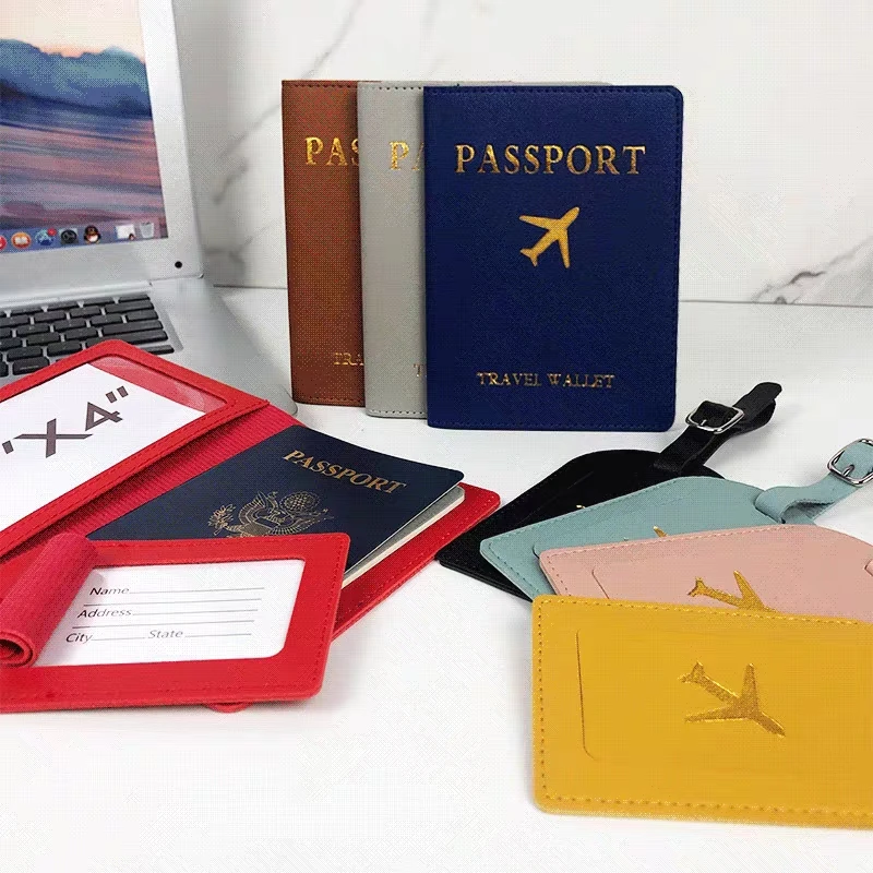 Custom Name Travel Passport Holder Set Business Trip Engrave Letters Luggage Tag Personalized Wedding Gift Man Passport Cover