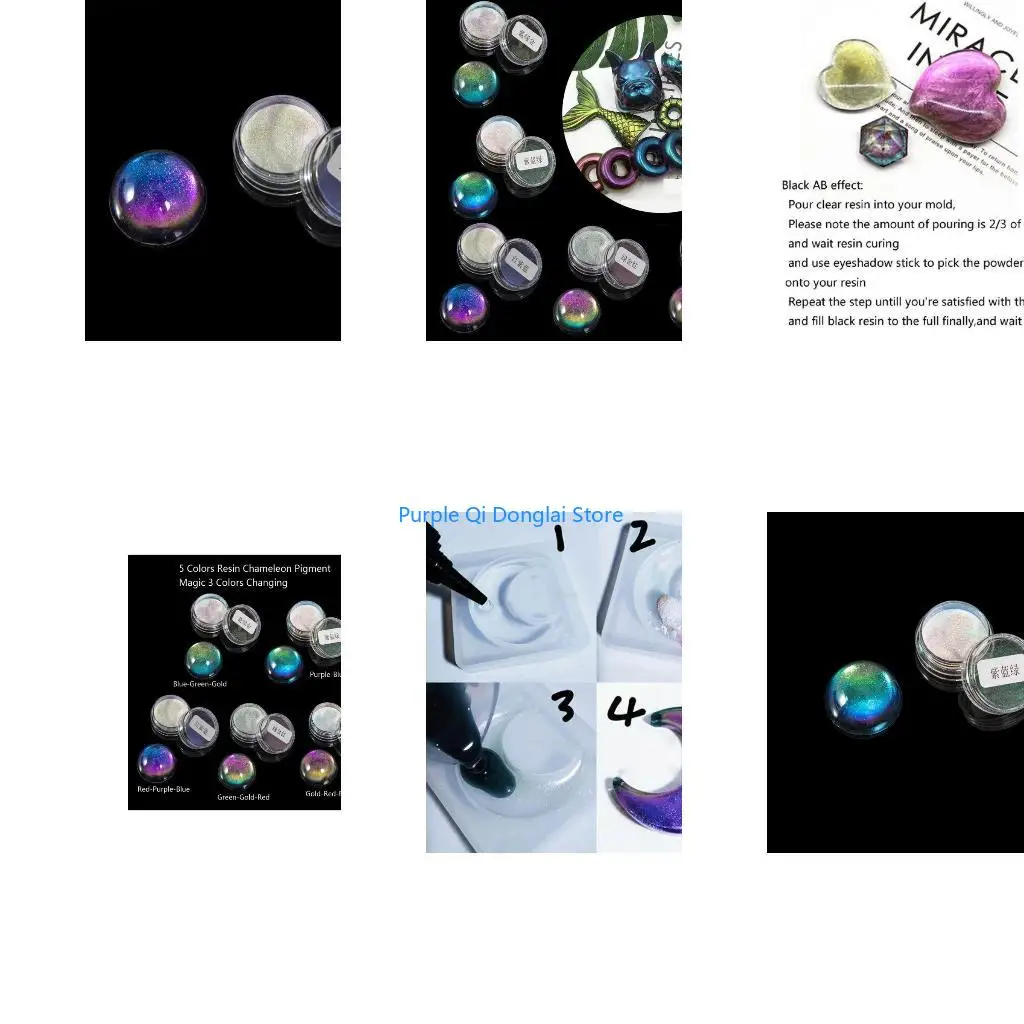 L21E 5 Color Resin Powder Color Shift Mica Powder for Epoxy Resin Crafts