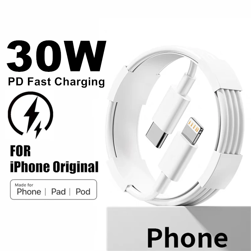 30W PD Fast Charging Cable for iPhone 14 Plus 13 12 mini 11 Pro XS Max XR X 8 7 Plus SE Rapid Charger USB-C Cable 1m 1.5m 2m 3m