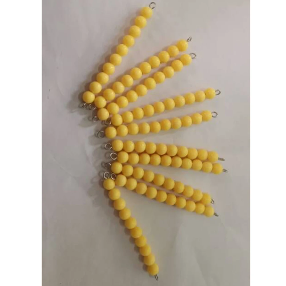 

10pcs Math Teaching Aids Kids Educational Toys Number Learning Beads Chain Yellow Montessori Math Toys Blocks