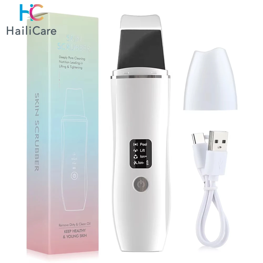 เครื่องขัดผิวด้วยคลื่นอัลตราโซนิกเครื่องขูดหน้าสปาตูลาเครื่องกำจัดสิวหัวดำพลั่วทำความสะอาดคาวิเทชั่นลอกใบหน้าการดูแลผิว