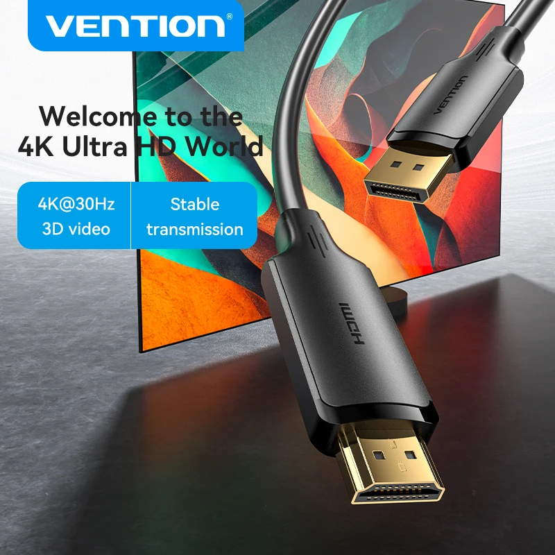 Vention Display Port to HDMI 4K 30Hz DP to HDMI Kabel do PC Laptop HDTV Monitor Projektor Video Audio Kabel DisplayPort do HDMI