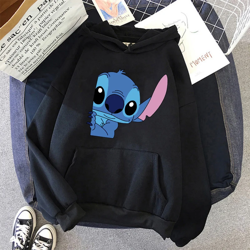 Christmas Disney Lilo & Stitch Women\'s Winter Designer Hoodie Long Sleeve Oversized Sweatshirt Harajuku Retro Subculture Jacket