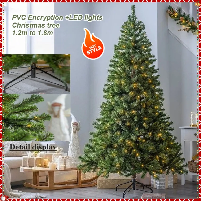 شجرة عيد الميلاد الاصطناعية PVC مشفرة مع أضواء LED شجرة عيد الميلاد 1.2 متر إلى 1.8 متر عيد الميلاد الأسرة فندق جو الديكور