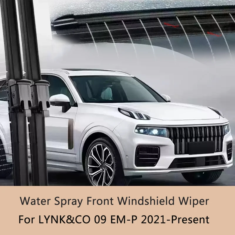 Car Custom Wet Arm Frameless For LYNK&CO 09 EM-P 2021-Present Wiper Blades Front Windshield Water Spray Cleaning Auto Accessory