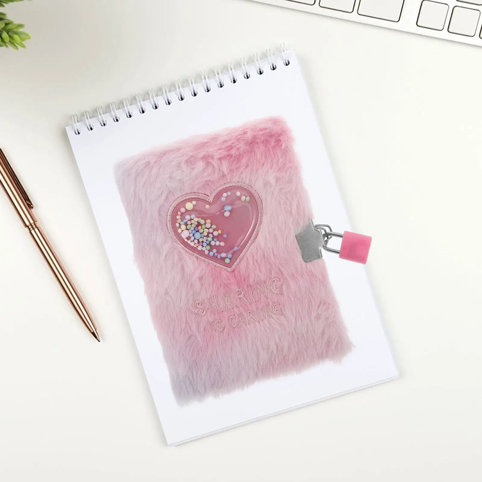 

Lock and Key Diary A6 for Heart Pattern Soft Cover Secret Journal Personal Writing Notebook Romantic Decorative School