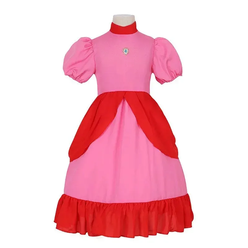 qq28LQGirls vestido de princesa Peach disfraz para niños traje de Carnaval de cumpleaños fiesta de Halloween costo de Cosplay