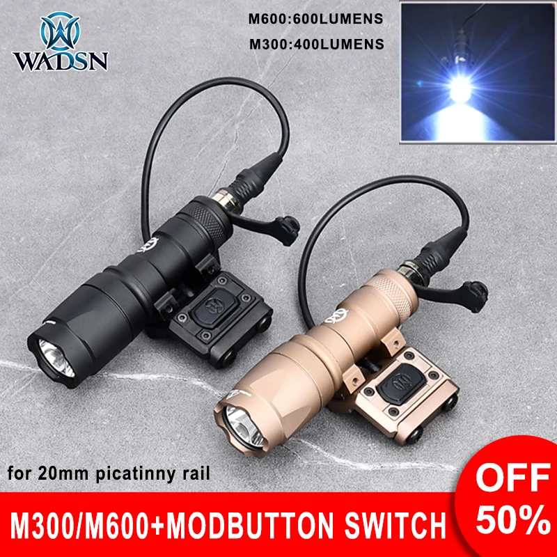 

Wadsn Tactical Airsoft M600C Flashlight With Remote Pressure Switch ModButton M300A Scout Light Airsoft Hunting Weapon Lamp