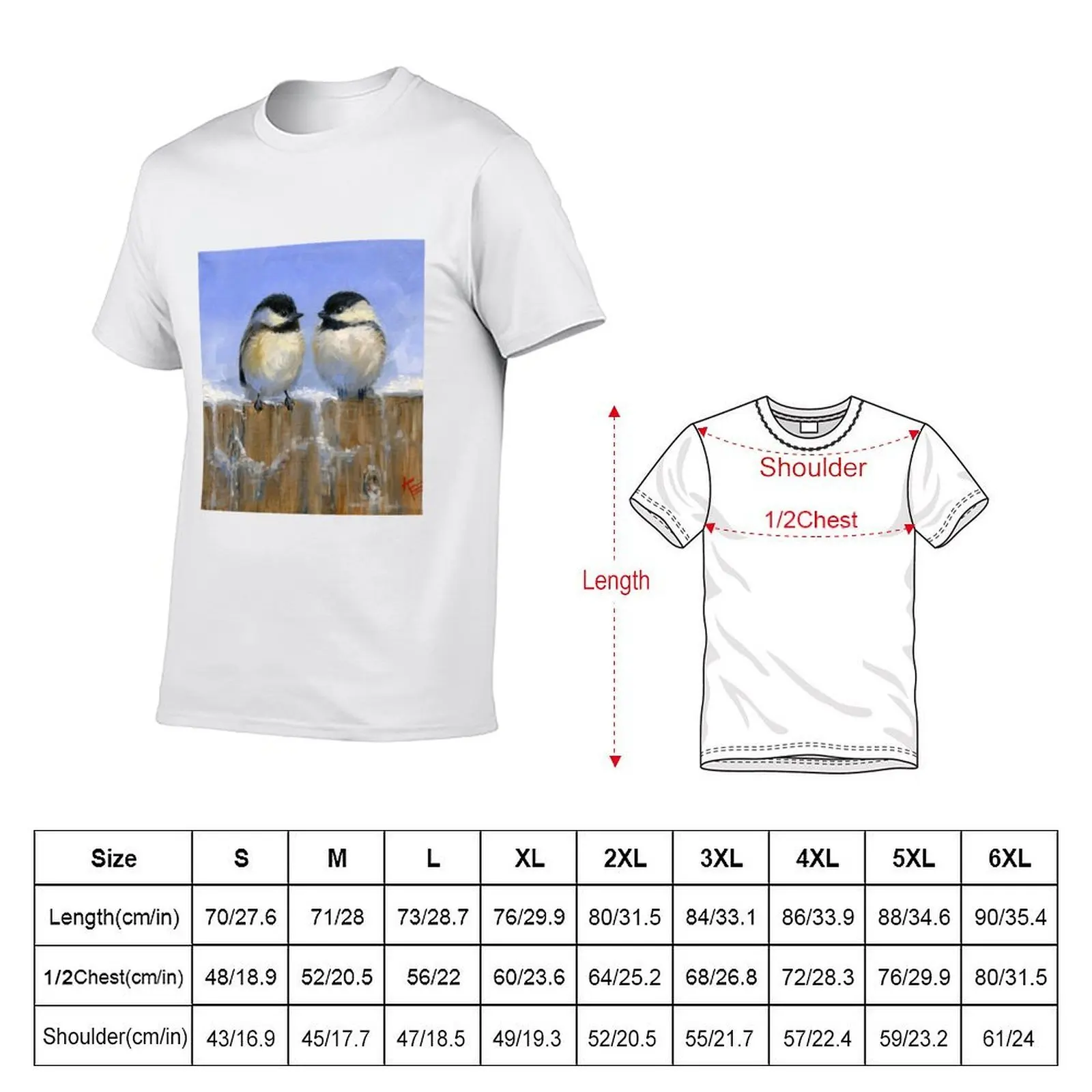 Cute Chickadee Birds in the Snow T-Shirt cotton man t-shirts Blouse mens graphic t-shirts funny
