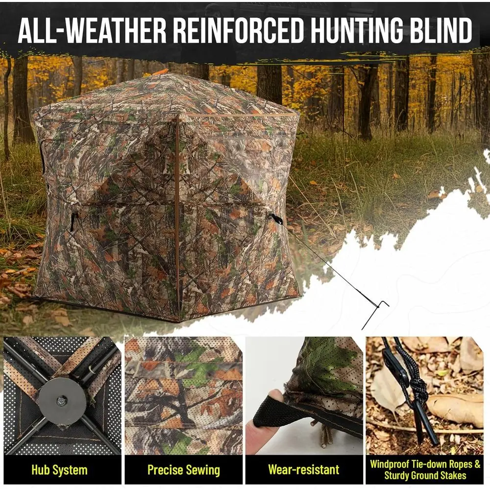أعمى صيد شفافة 360 درجة - خيمة مموهة محمولة خفيفة الوزن تتسع لـ 2-3 أشخاص مع حقيبة حمل، مناسبة لـ #6
