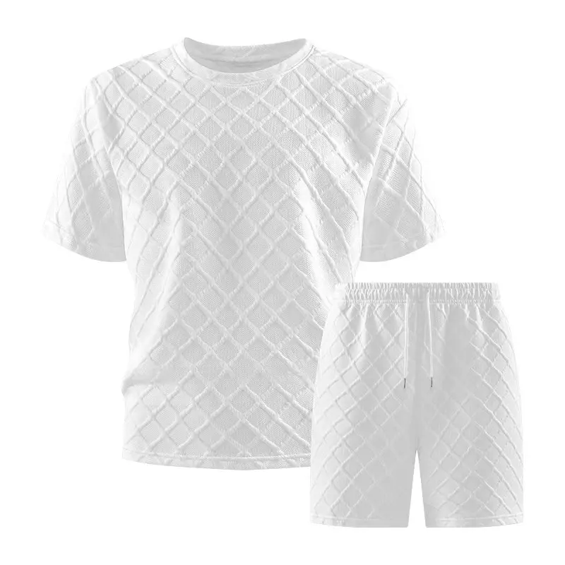 

Летний повседневный спортивный комплект из двух предметов из ледяного шелка для мужчин больших размеров: дышащая футболка с коротким рукавом и отложным воротником, удобная одежда