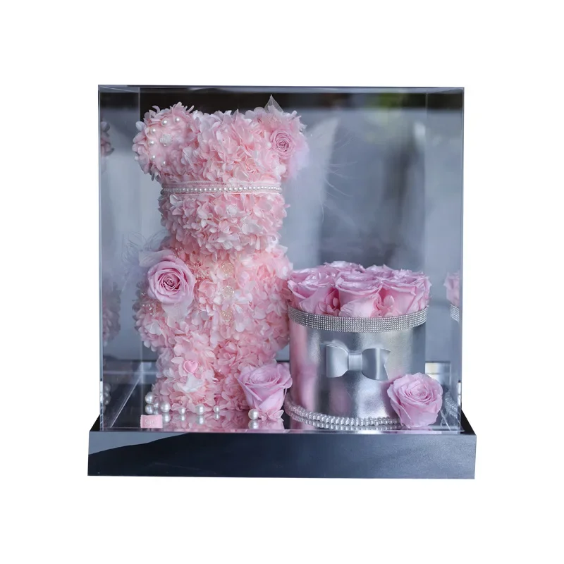 

Eternal flower hug bucket acrylic transparent cover, graduation season birthday gift