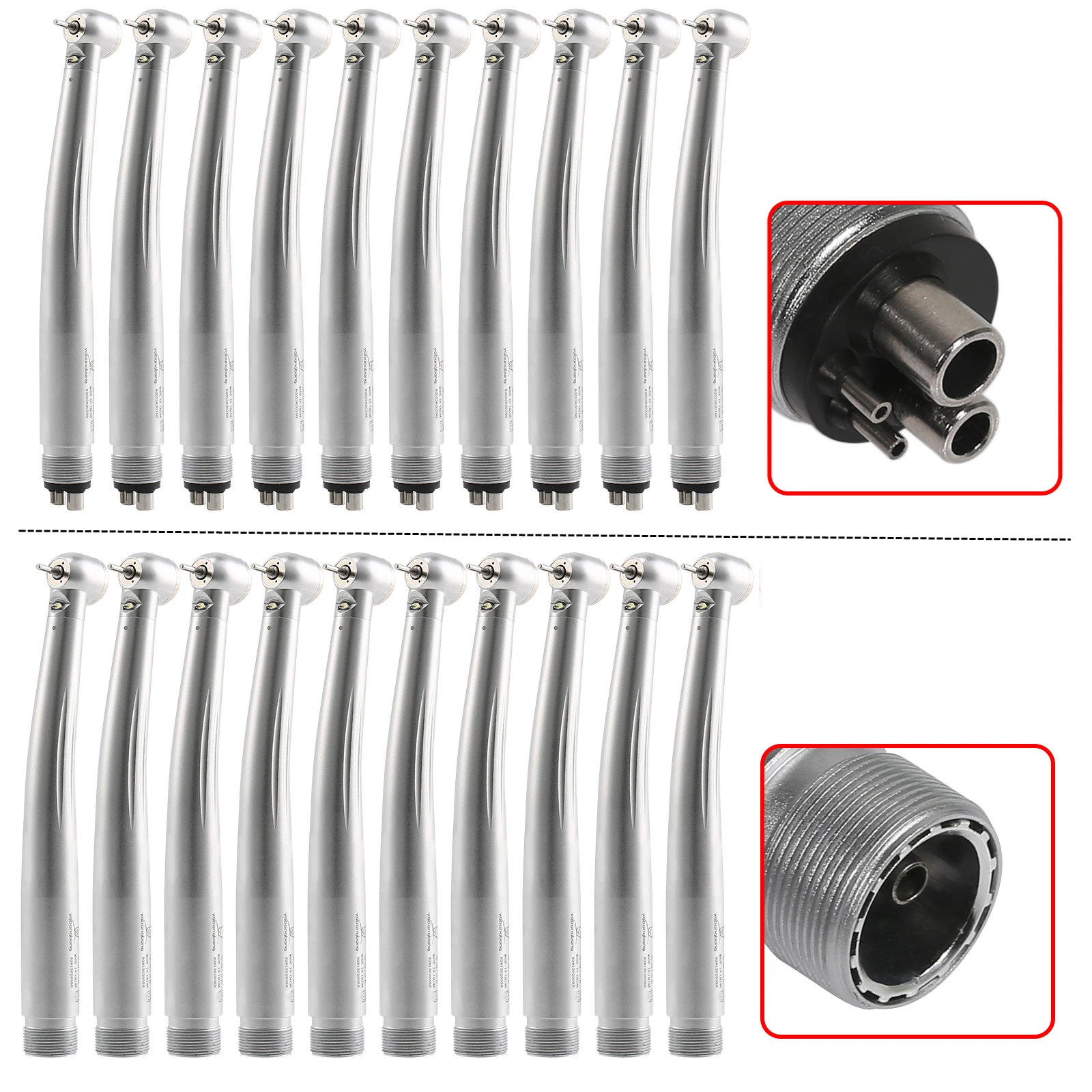 10Pcs Dental High Speed LED Turbine E-generator Self-Power Fiber Optic Handpiece 2/4 Hole / YBT Cartridge Rotor Fit KAVO NSK