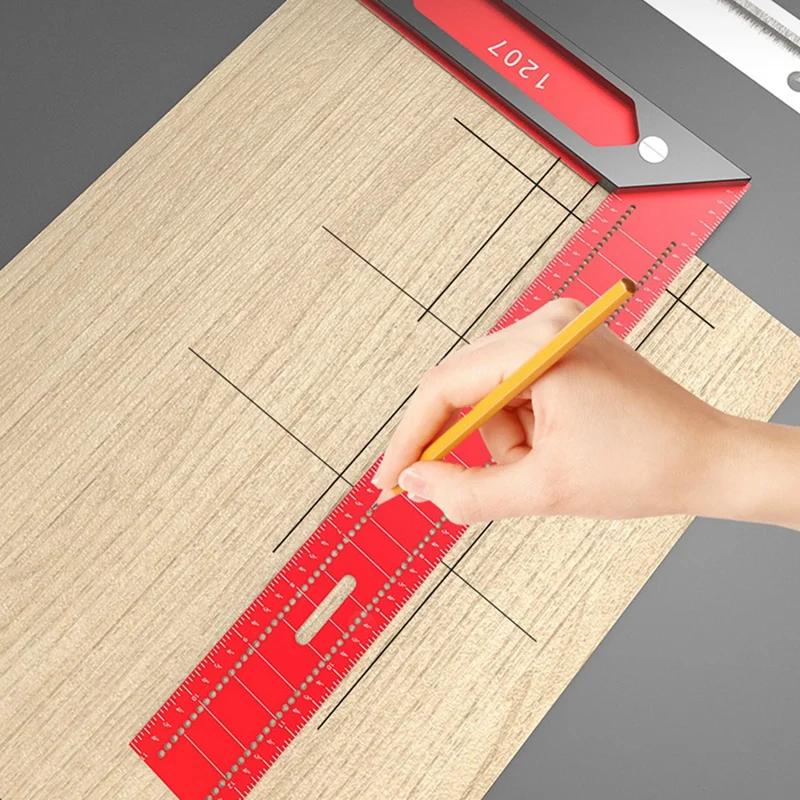 Precision L-Type Aluminium Alloy Square Scribe Marking Line Drawing Ruler Scribing Measuring Gauge Tool-420Mm Durable