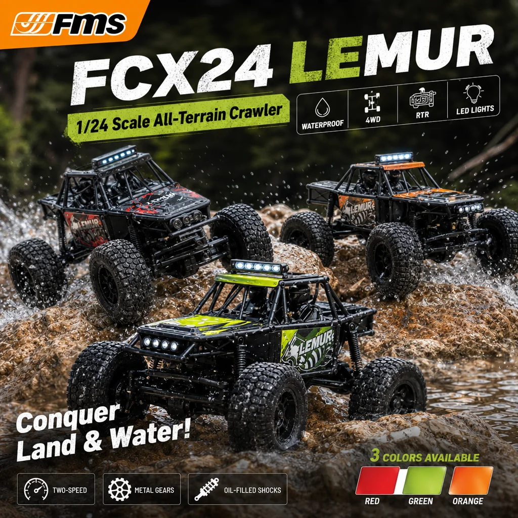 Rc Hobby Grade Crawler - FMS FCX24 Lemur 1:24 Amphibious RC