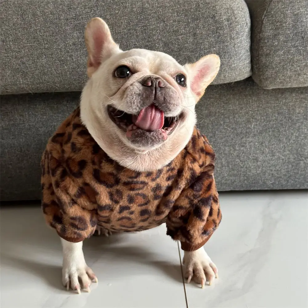 wholesale bulk items 3XL  Winter Warm French Bulldog Leopard Coat Pet Dog Clothes Small Medium Dogs Jacket Chihuahua Schnauzer