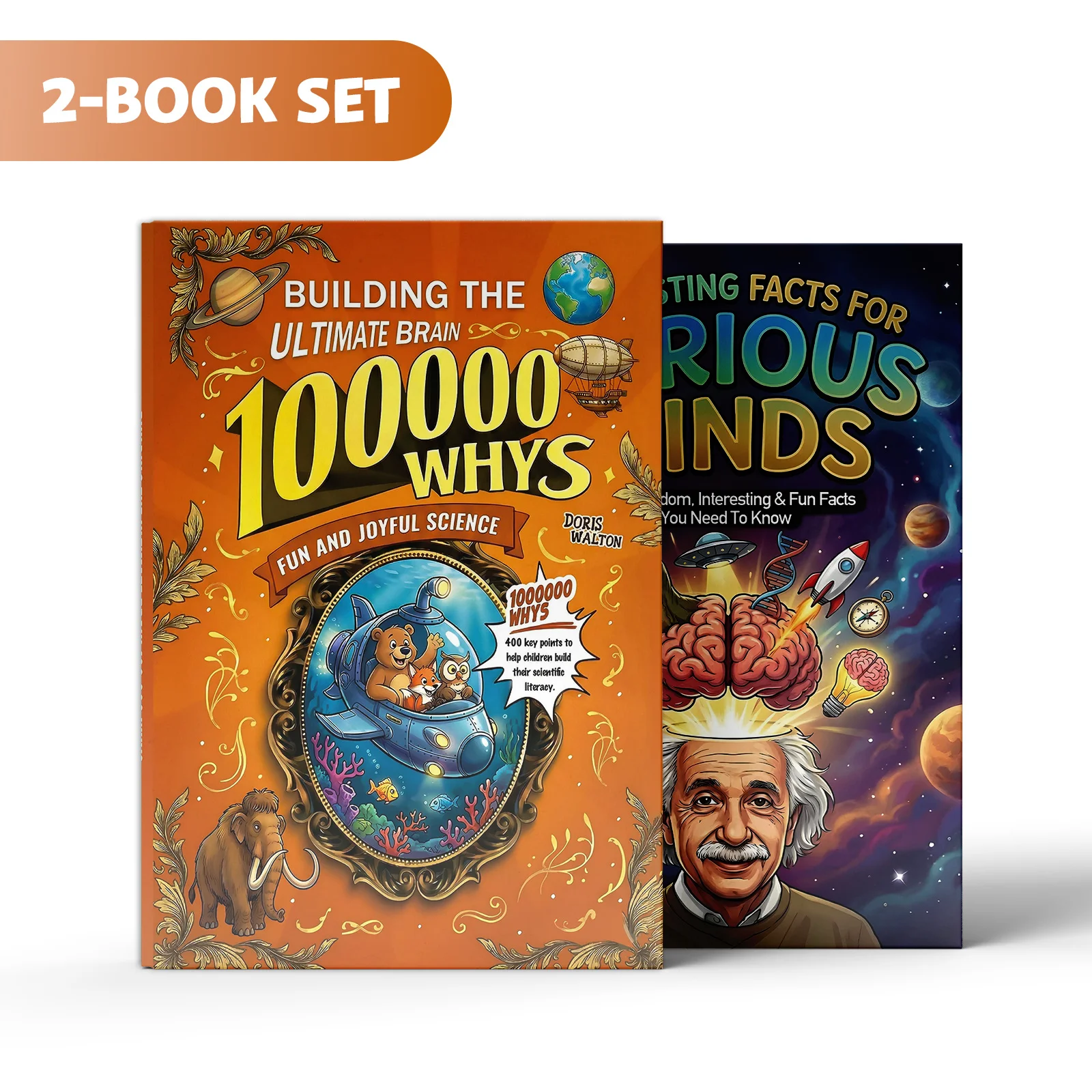 2-Book Science & Fun Facts Set for Kids, Building the Ultimate Brain 100000 Whys + Interesting Facts for Curious Minds
