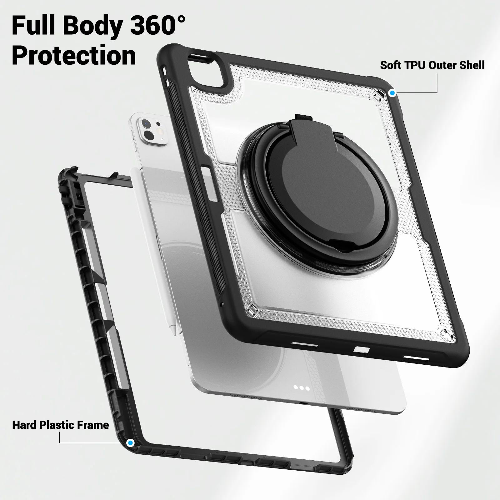 حافظة شديدة التحمل لجهاز iPad Air 13 2024 2025 M3 M2 مقاس 13 بوصة 360 ° حامل معصمه دوار غطاء لوحي مقاوم للصدمات مع فتحة قلم #6