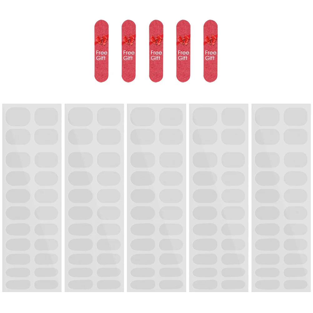 5 feuilles d'autocollants pour ongles, bandes de Gel, enveloppes transparentes pour vernis, décalcomanies transparentes semi-durcies pour applications complètes