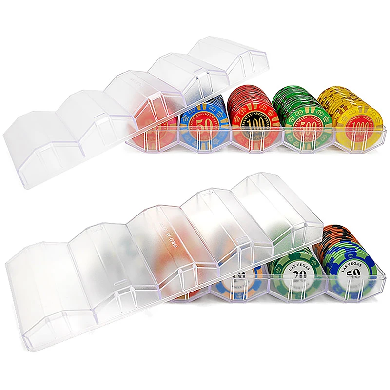 100 Chips Poker Chips Box Acrylic Fine Chips Transparent Boxes Casino Gambling Chip Storage Case With Covers