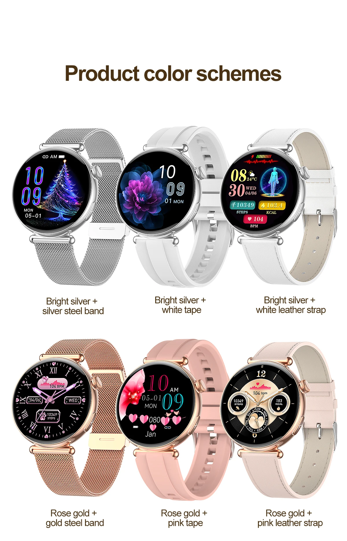 Luxus-Diamant-Smartwatch für Damen, 1,32 Zoll AMOLED-Bildschirm, Herzfrequenz- und Blutdruckmessung, Gesundheitsmonitor, IP68 wasserdicht, Sportuhr – Detail 31