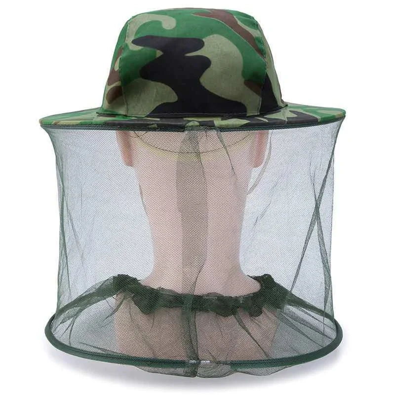 1pc Camouflage Mesh Face Bee Veil Hat, Insect-Proof Protective Cap Against Bees and Mosquito Bites