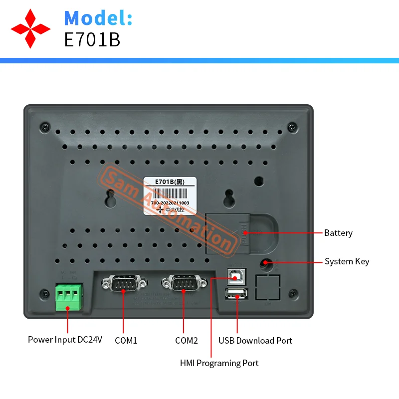 YKHMI 7 Inch HMI Touch Screen Panel With Download Communication Cable, Support RS485/232/422 To Connet With PLC